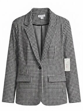 Liz Claiborne Houndstooth Single-Button Blazer - Black & White